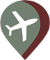 Apartments in Lebanon Icon featuring an airplane inside a location marker, symbolizing an airport or air travel location.