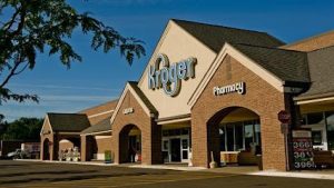 Apartments in Lebanon Storefront of a kroger grocery store with a pharmacy section, under a clear sky.